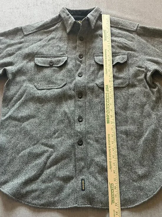 Woolrich Button Up Wool Heavy Shirt Jacket Men Large Gray USA Pockets Outdoor - Picture 7 of 7